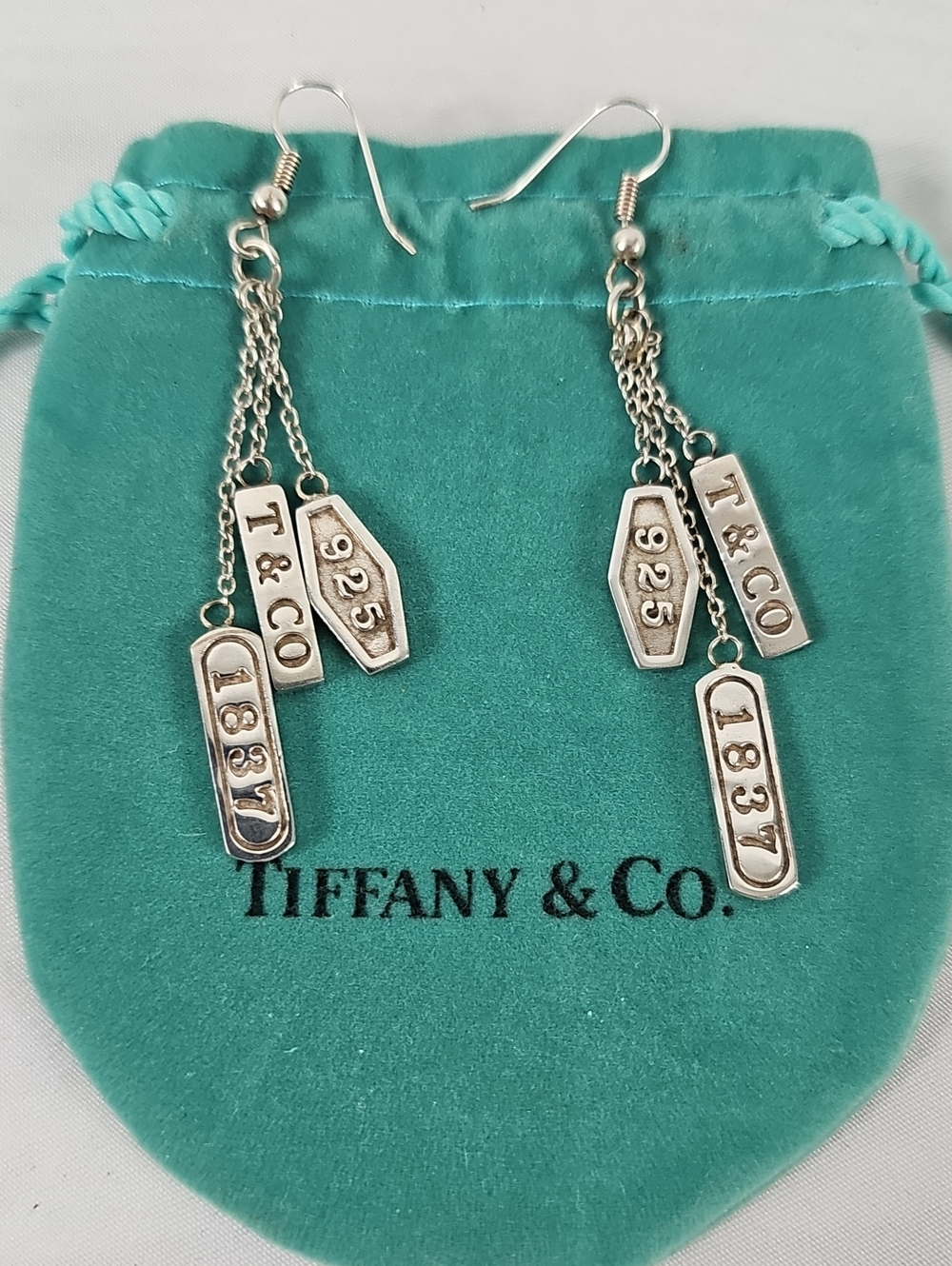 Tiffany & Co. Sterling Silver Drop Tag Earrings